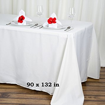BalsaCircle 90" x 132" Polyester Tablecloth Wedding Party Table Linens - Ivory
