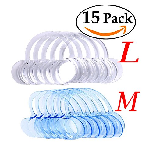 15 Pack Dental Cheek Retractor for Watch Ya Mouth Speak Out Game,C-SHAPE Adult Teeth Whitening Intraoral Cheek Lip Retractors Mouth Opener - Medium Blue 10pcs & Larger White 5pcs