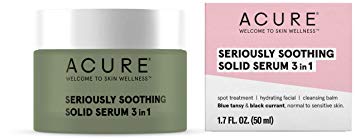 ACURE Seriously Soothing Solid Serum 3 in 1 | 100% Vegan | For Dry to Sensitive Skin | Blue Tansy & Black Currant | Multi-Functional - Spot Treatment, Hydrating Facial & Cleansing Balm | 1.7 Fl Oz