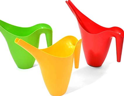 Ashman Set of 3 Watering Can, Indoor and Outdoor Use, Red, Green, Yellow,  2 Liter Capacity