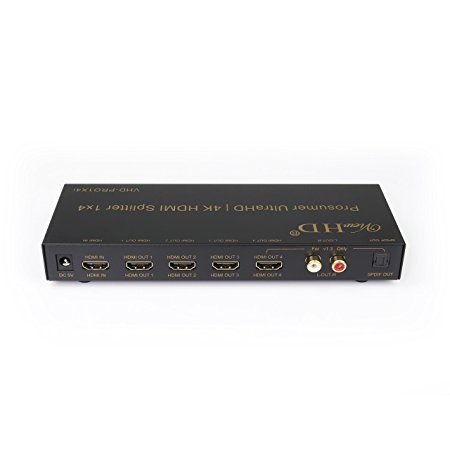 ViewHD Prosumer Ultra HD | 4K HDMI Splitter with Advanced Programmable Video and Audio Features and Remote Control | VHD-PRO1X4i
