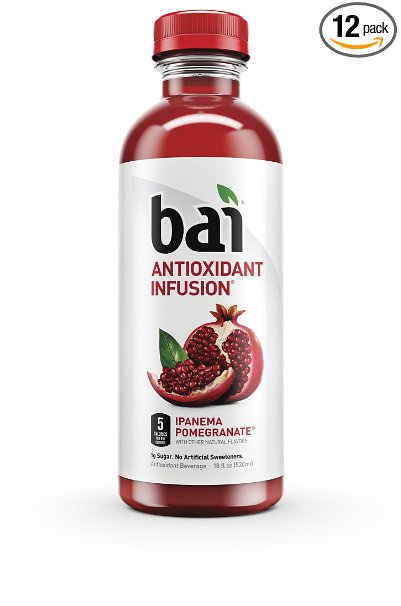 Bai Ipanema Pomegranate, Antioxidant Infused Beverage, 18 Fl. Oz. Bottles (Pack of 12)