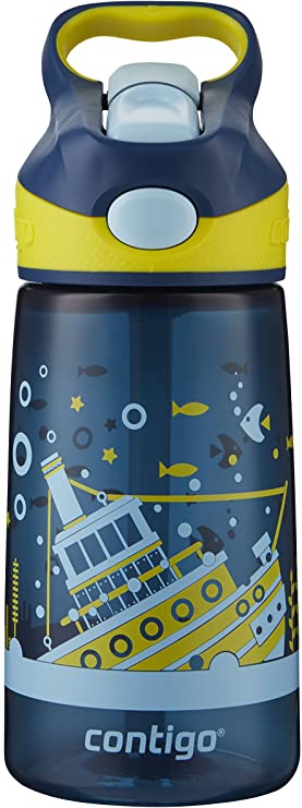 Contigo AUTOSPOUT Straw Striker Kids Water Bottle, 14 oz, Nautical Sunken Ship