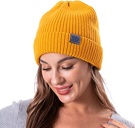 Knitted Cuffed Beanie for Men Women - Men's Soft Cotton Beanie Slouchy Winter Hats Unisex Daily Fisherman Beanie Hat