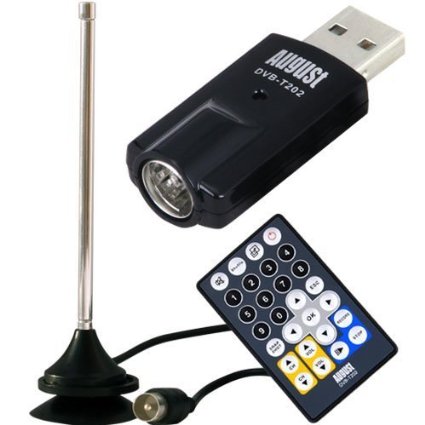 August DVB-T202 USB Freeview Tuner Stick - Supports Windows 10 / 8 / 7 / Vista / XP