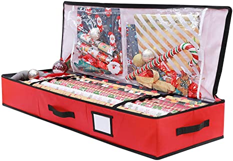 Ohuhu Wrapping Paper Storage Containers, Gift Wrap Organizer, Wrapping Paper Holder, 600D Oxford Cloth Tear-Resistant and Waterproof, 40.5'' Fits 18-24 Standers Rolls, Red