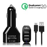 Quick Charge 20 Car Charger-CHOE Qualcomm Certified 51W 4 Port Multi USB Quick Car Charger Adaptive Fast Turbo Charger with Auto Detect Tech for iPhone 6siPhone 6sand Other Device