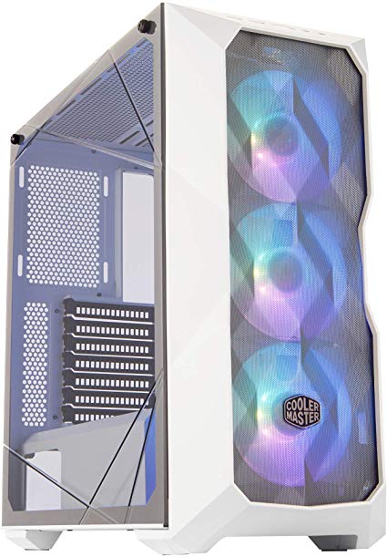 Cooler Master MasterBox TD500 Mesh White Airflow ATX Mid-Tower w/E-ATX Support, Polygonal Mesh Front Panel, Crystalline Tempered Glass & 3 ARGB Fans w/Controller