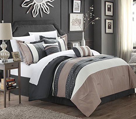 Chic Home Carlton 6-Piece Comforter Set, King Size, Taupe