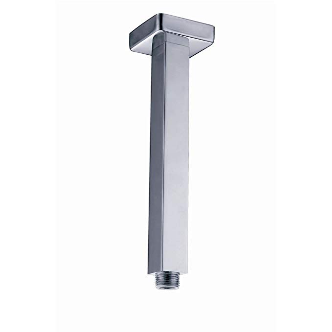 Weirun Bathroom All Brass 4-Inch Square Straight Shower Arm with Flange Ceiling Mount ,Chrome