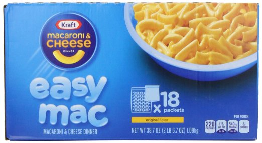 Kraft Easy Mac Original Macaroni and Cheese Dinner 18 Microwaveable Single Serve Packets