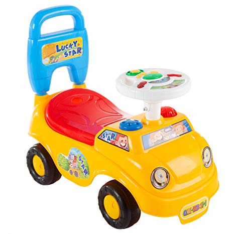 Lil' Rider Ride On Activity Car- Toy Rideon Push Walking Car with Steering Wheel, Lights, Sounds, Music for Babies, Toddlers Learning to Walk