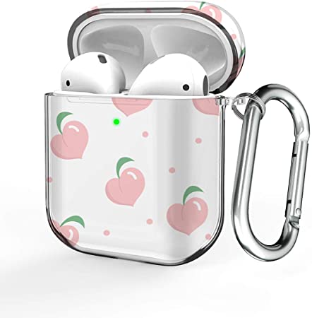 Maxjoy Case for Airpods, Airpods Protective Cover, Hard PC Skin Kit for Girls Men Women Compatible with Airpods 2 & 1 Charging Case with Carabiner [Front LED Visible]