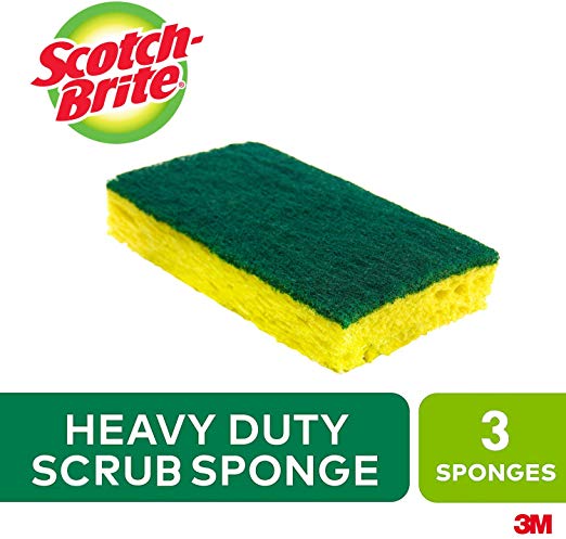 Scotch-Brite Scrub Sponge, 3 Pack, Heavy Duty, Garage/Outdoor/Kitchen Scrubber