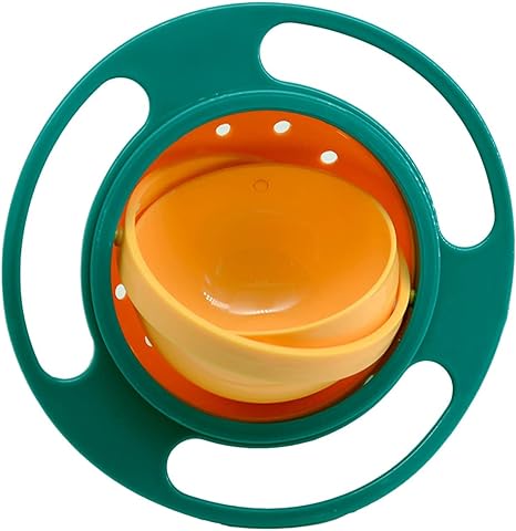 Magic Gyro Bowl 360 Degree Rotate Spill-Proof Bowls with Lid Plastic Creative Dishes Practice Feeding Bowls