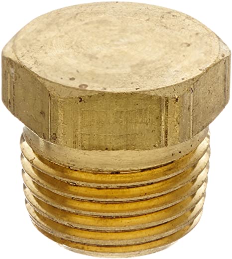Anderson Metals - 56121-08 56121 Brass Pipe Fitting, Cored Hex Head Plug, 1/2" NPT Male Pipe