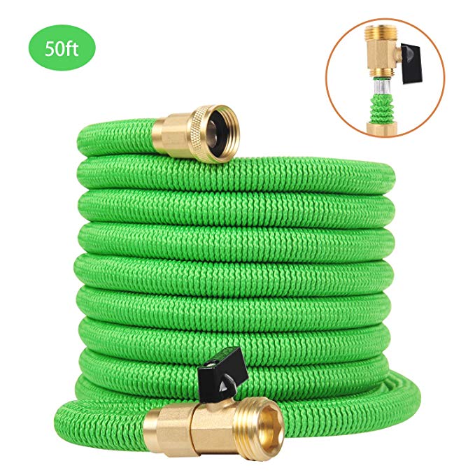 Grelife Garden Hose Expandable Hose 50ft Flexible Water Hose with Strength Polyester and Heavy-Duty Brass Fitting