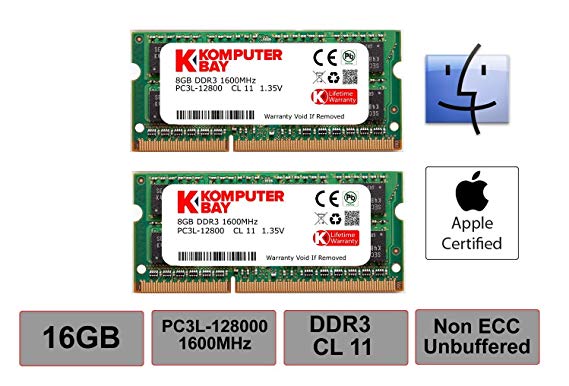 Komputerbay 16GB Dual Channel Kit 2x 8GB 204pin DDR3-1600 SO-DIMM 1600/12800S (1600MHz, CL11) for MAC and PC