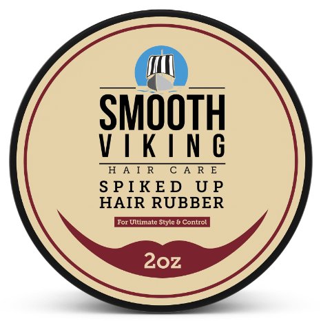 Hair Wax for Men - Spiked Up Rubber - Best Styling Formula for Short, Spiky, Wild and Modern Hair Types - 2 OZ - Smooth Viking
