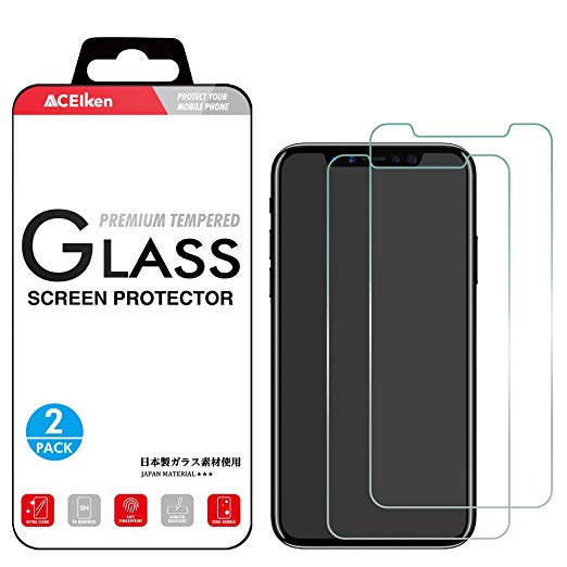 ACEIken iPhone X Screen Protector Tempered Glass, Crystal Clear, 9H Hardness, 3D Touch Compatible, Glass Screen Protector for Apple i Phone X(2-Pack)