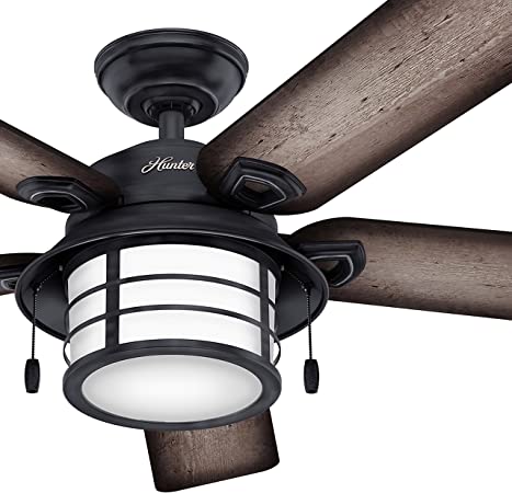 Hunter Fan 54 inch Outdoor Ceiling Fan with Light in Weathered Zinc (Renewed)