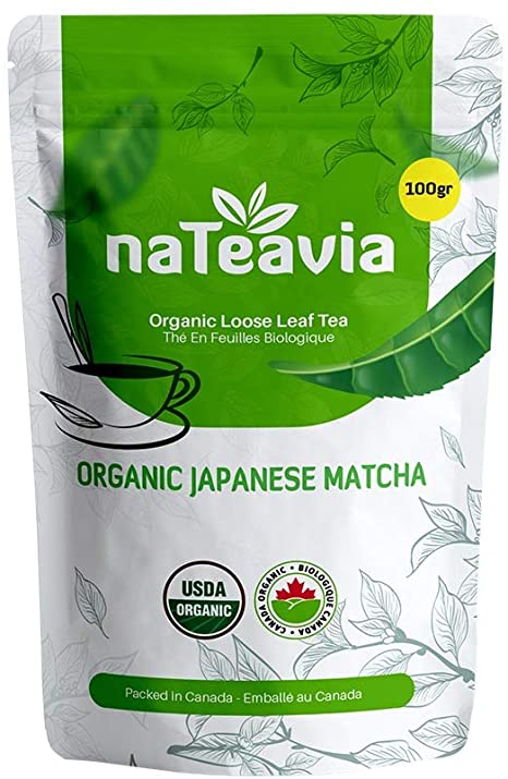 Matcha - Premium Drinking Grade - Authentic Japanese Origin Green Tea Powder - Organic Certified - Shizuoka Japan - by naTeavia (100-gr Bag)