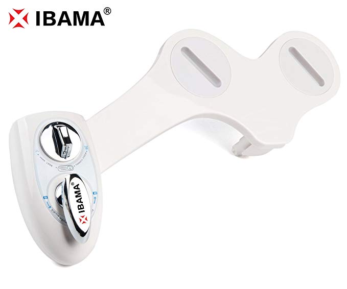 Bidet, IBAMA Toilet Seat Bidet with Dual Nozzle, Self Cleaning Nozzle, Fresh Water Non-Electric Mechanical Bidet Toilet Attachment