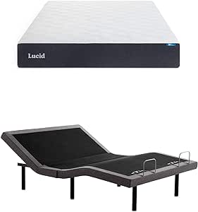 LUCID 10 Inch Firm Gel Memory Foam Mattress and LUCID L300 Adjustable Base (Twin XL)