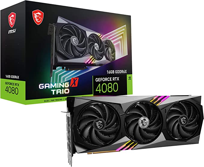 MSI Gaming GeForce RTX 4080 16GB GDRR6X 384-Bit HDMI/DP Nvlink Tri-Frozr 3 Ada Lovelace Architecture Graphics Card (Gaming X Trio)