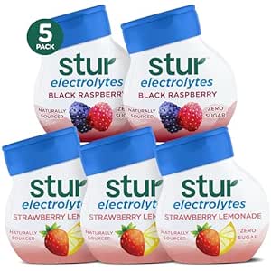 Stur Liquid Water Enhancer | Electrolyte Variety Pack | Naturally Sweetened | High in Vitamin C & Antioxidants | Sugar Free | Zero Calories | Keto | Vegan | 5 Bottles, Makes 90 Drinks