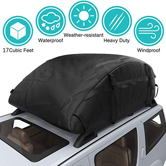 Car Top Carrier Waterproof Rooftop Cargo Carrier Bag Includes Heavy Duty Straps for Vehicle Car Truck SUV Vans,Travel Cargo Bag Box Storage Luggage (17 Cubic Feet( 43'' x 34'' x 17'' )- Thickened)