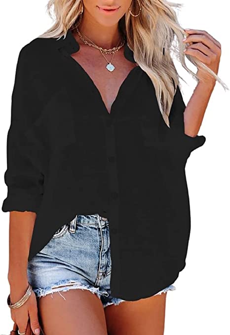 Bsubseach Button Down Shirt Cover Up Bathing Suit Coverups for Women Summer Casual Blouse