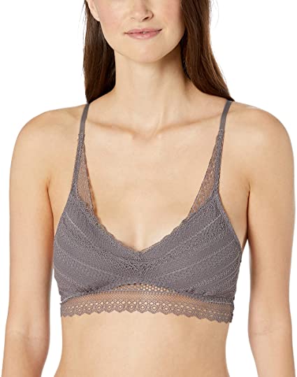 Amazon Brand - Mae Women's Stripe Lace Racerback Bralette with Removable Pads