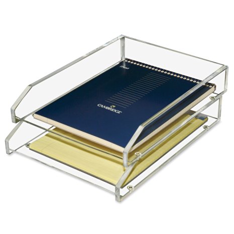 Kantek  Acrylic Double Letter Tray, 4 3/4 x 14 x 10 1/2 Inches , Clear (AD15)