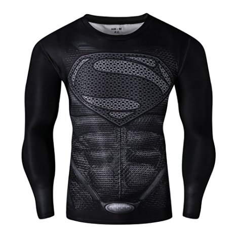 Men's Compression Long Sleeve Running Fitness Workout Base Layer Shirt