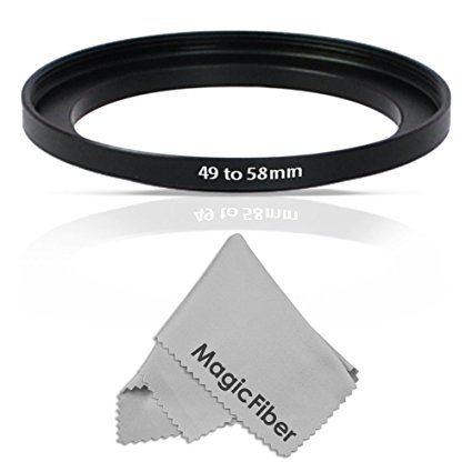 Goja 49-58MM Step-Up Adapter Ring (49MM Lens to 58MM Accessory)   Premium MagicFiber Microfiber Cleaning Cloth
