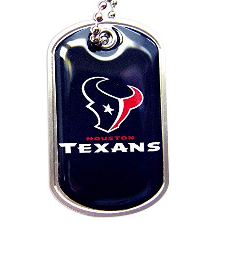 Houston Texans Dog Fan Tag Glitter Sparkle Necklace