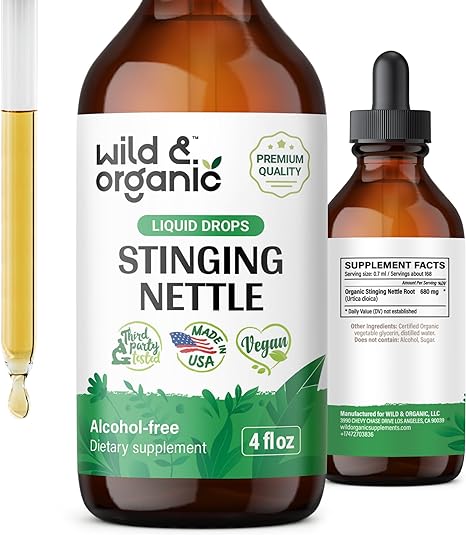 Stinging Nettle Tincture - Organic Stinging Nettle Root Liquid Extract - Vegan, Alcohol Free Supplement - 4 fl oz