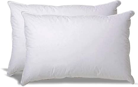 eLuxurySupply Bed Pillows - Premium Quality Sleeping Pillows w/ 100% Cotton Cover - Fluffy Down Alternative Pillows Set of 2 - Perfect for Back and Side Sleepers - Standard Size 20" x 26" - White