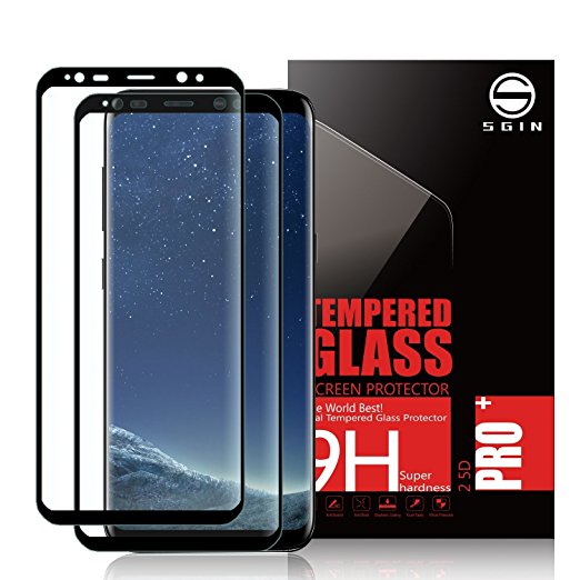 Samsung S8 Plus Glass Screen Protector SGIN, [2Pack Black]Highest Quality Premium Tempered Glass Anti-Scratch, Clear High Definition (HD) Screen Film for Samsung Galaxy S8 Plus(Full Screen Coverage)