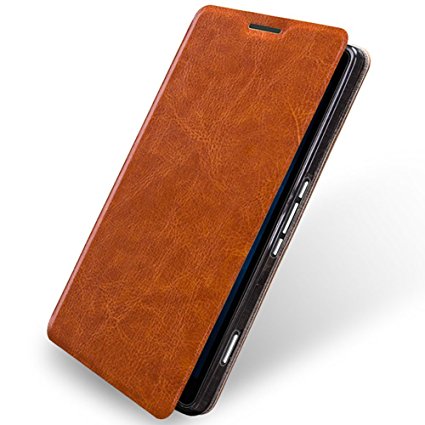 Moto X Pure Edition Case, Suensan Leather Flip Elegance Cover Thin Case for Moto X Style (Xt1570) (Brown)