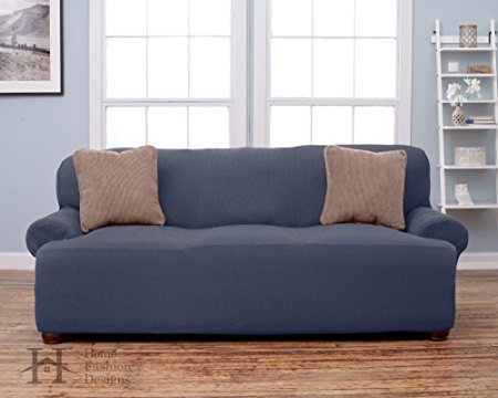 Savannah Collection Basic Strapless Slipcover. Form Fit, Slip Resistant, Stylish Furniture Shield / Protector Featuring Lightweight Fabric. By Home Fashion Designs Brand. (Sofa, Grey)