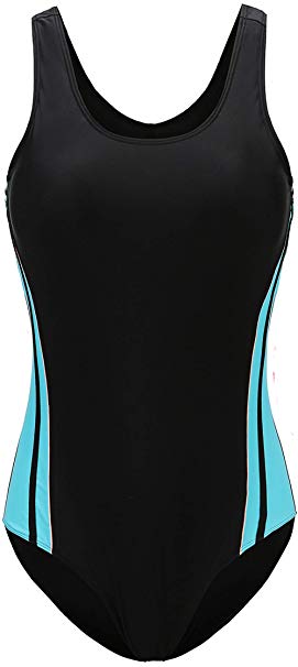 EBMORE Womens One Piece Swimsuit Bathing Suit Chlorine Resistant Athletic Sport Training Exercise
