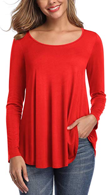 Womens Tops V Neck Tee Casual Short Sleeve and Long Sleeve T Shirts