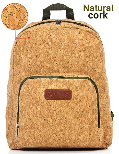 Eco Friendly Backpack Packable Lightweight Unusual Exclusive Cool Backpack - Casual Travel Foldable Hiking Daypack for Women Men College - Natural Cork