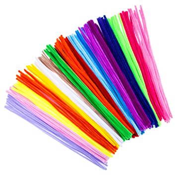 Bememo 200 Pieces Pipe Cleaners Chenille Stems 6 mm x 12 Inch for Diy Art Craft, Assorted Colors
