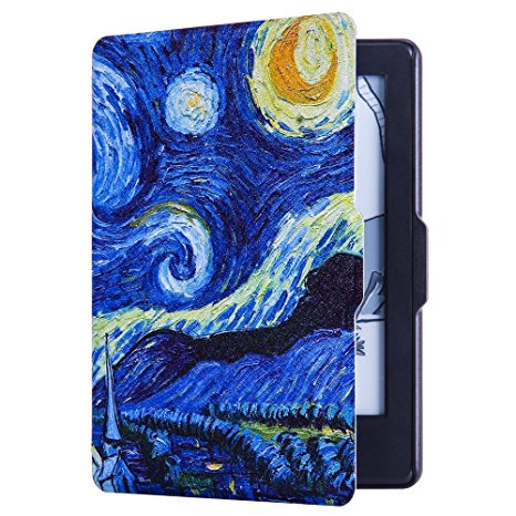 Huasiru Painting Case for Amazon Kindle Paperwhite (2012, 2013, 2015, 2016 and 2017 Versions) Cover with Auto Sleep/Wake, Starry sky