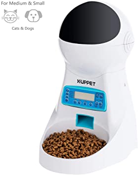 KUPPET Automatic Pet Feeder,Dogs Cats Food Dispenser 4 Meals with Timer Programmable, Voice Recorder, Portion Control