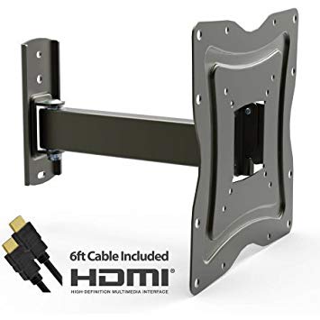 10"-50" TV Full Motion Wall Mount with Tilt and Swivel Articulating Arm and 6 ft HDMI Cable included, UL Certified