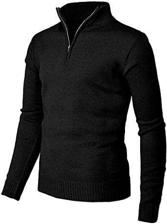 Pioneer Camp Men's Sweater Pullover Slim Fit Long Sleeve Knitted Soft Cotton Quarter Zip Polo Sweater